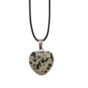 Natural Dalmatian Jasper Gemstone Heart Shape Pendant Necklace Chakra‎ Healing